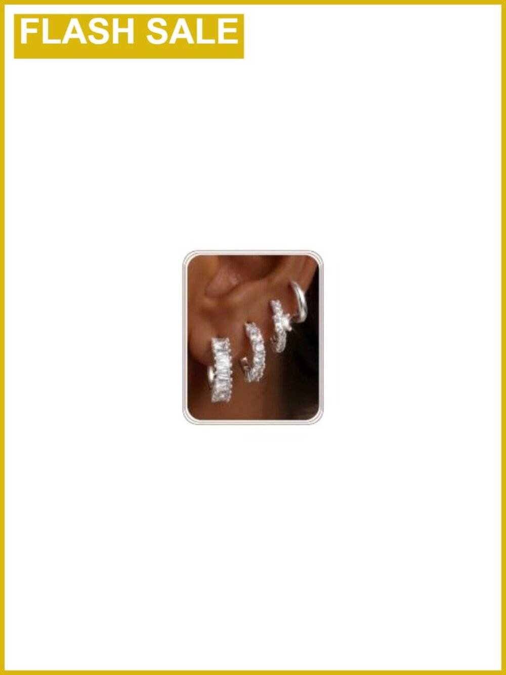 Hypoallergenic Huggie Hoop Earrings Set Silver Plated CZ Waterproof